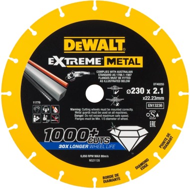DEWALT EXTREME DT40255 Disco da taglio per metalli diamantato 1000 tagli 230 mm