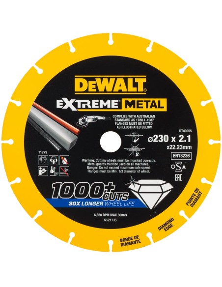 DEWALT EXTREME DT40255 Disco da taglio per metalli diamantato 1000 tagli 230 mm