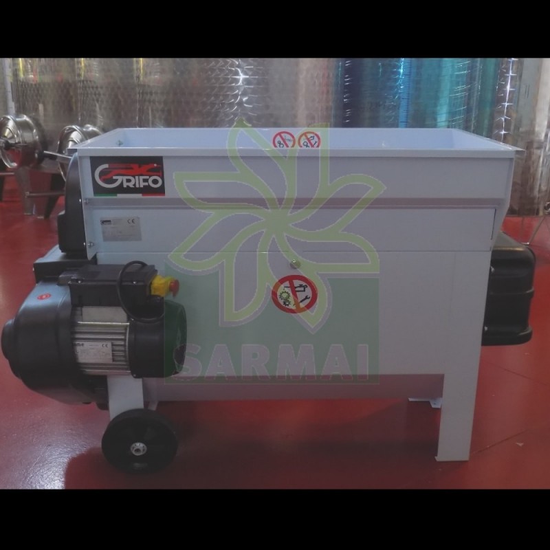 GRIFO DIRASPATRICE PIGIATRICE UVA APRIBILE CON VASCA E POMPA MOTORE DA 1500W
