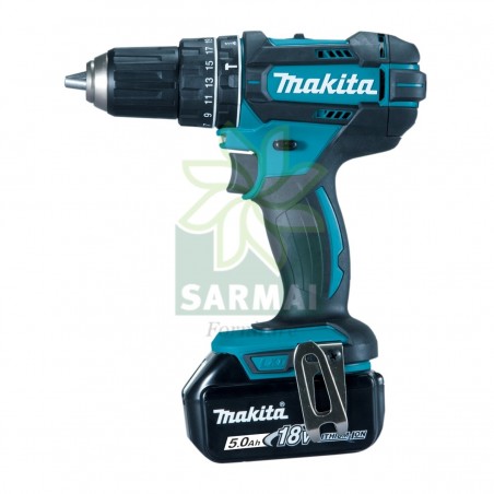 MAKITA DHP482 RTJ TRAPANO AVVITATORE CON PERCUSSIONE 2 BATTERIE LITIO 18V 5Ah