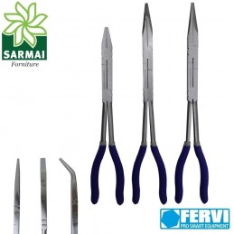 FERVI Set Kit 3 pinze a becchi doppio snodo lunga 340 mm becco piatto curvo 45°