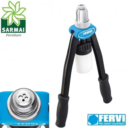 Rivettatrice doppia leva FERVI testina rotante cambio rapido rivetti 3,2 a 6,4