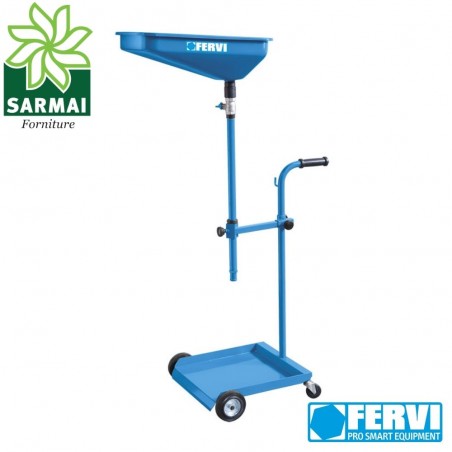 FERVI Carrello per raccolta cambio olio fluidi senza serbatoio con rubinetto e ruote