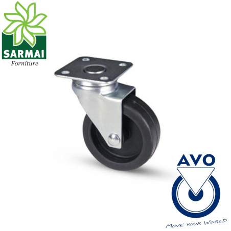 Ruota AVO 220 50x18 rivestimento in gomma nucleo plastica con supporto girevole