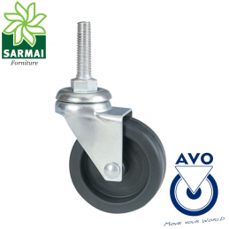 Ruota AVO 220B 50x18 rivestimento gomma nucleo plastica girevole con bullone M10