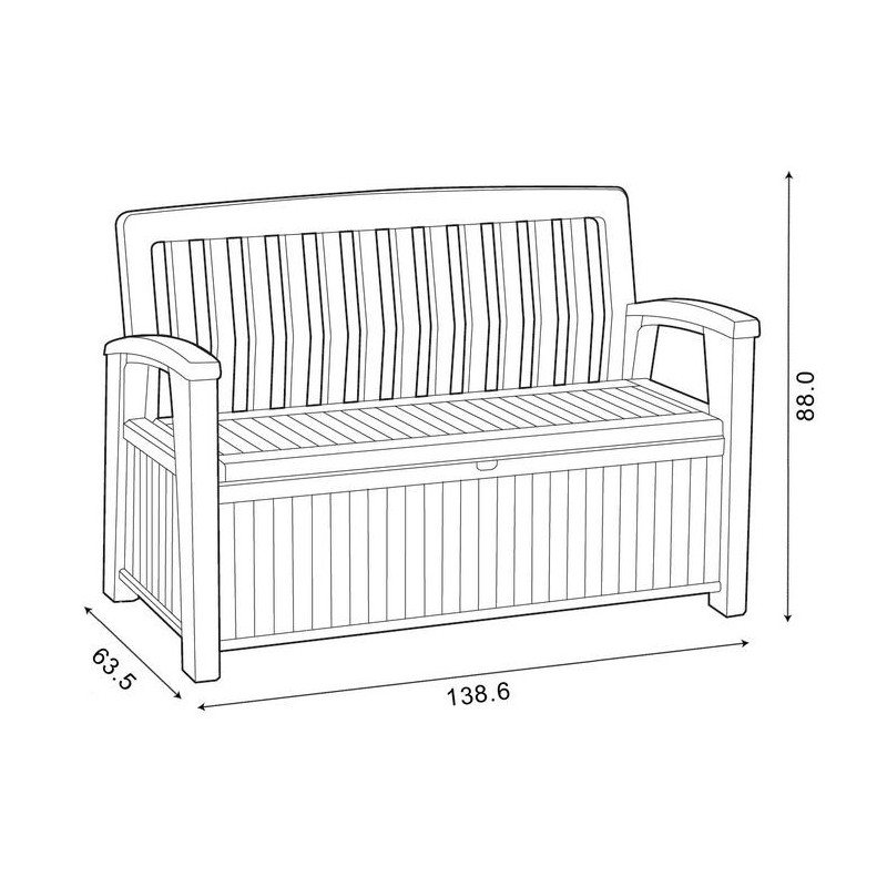 Keter Patio Bench panchina baule cassapanca esterno in resina effetto legno 260L