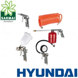 KIT ACCESSORI COMPRESSORE ARIA COMPRESSA 5 PZ HYUNDAI PISTOLA GONFIAGGIO TUBO