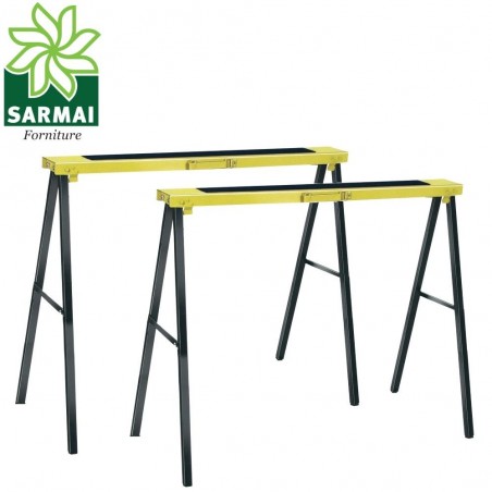 Coppia cavalletti richiudibili pieghevoli portata 300 Kg altezza 77 rinforzati