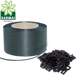 KIT REGGIATURA MANUALE ROTOLO REGGETTA REGGIA 12 mm 900 m  + SIGILLI FIBBIA