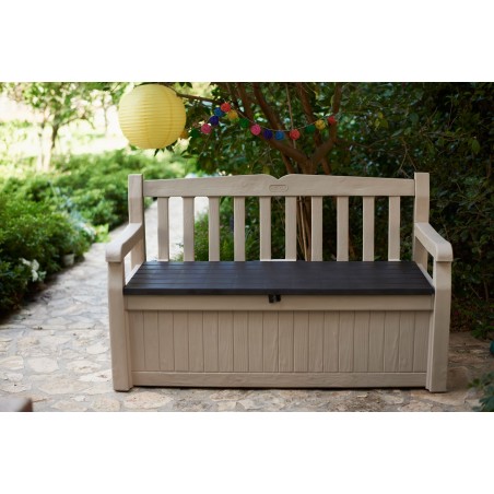 Keter Eden panchina baule cassapanca esterno in resina effetto legno 265L
