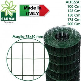 ROTOLO 25 m RETE METALLICA ZINCATA PLASTIFICATA ELETTROSALDATA PER RECINZIONE