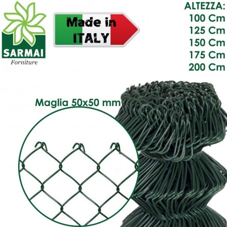 ROTOLO 25 m RETE METALLICA ZINCATA PLASTIFICATA PER RECINZIONE A MAGLIA LIBERA SCIOLTA