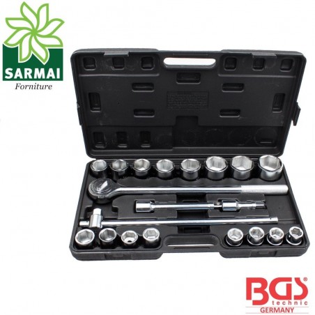 BGS 1202 cassetta 20 pz. cricchetto 50 cm chiavi a bussola 3/4 profilo esagonale