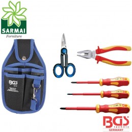 BGS 35850 set assortimento 6 pezzi utensili elettricista porta utensili cintura