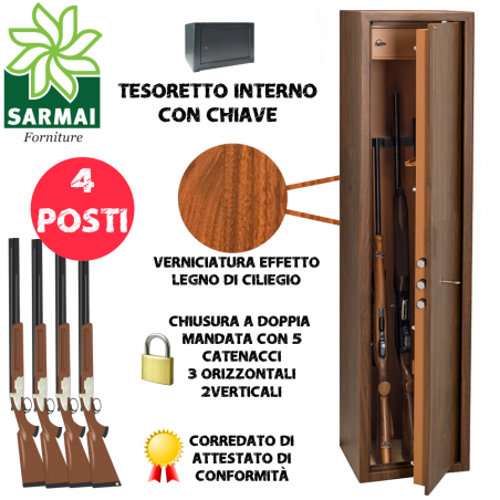 ARMADIO PORTAFUCILI ACCIAIO BLINDATO 4 8 POSTI FUCILIERA FINITURA EFFETTO LEGNO