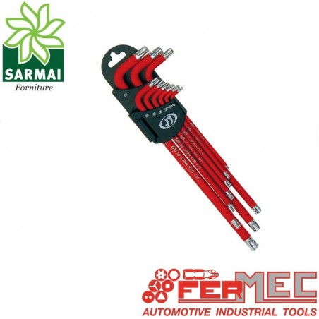 FerMec 96950 serie 9 chiavi TORX lunghe con magnete plastificate ergonomiche