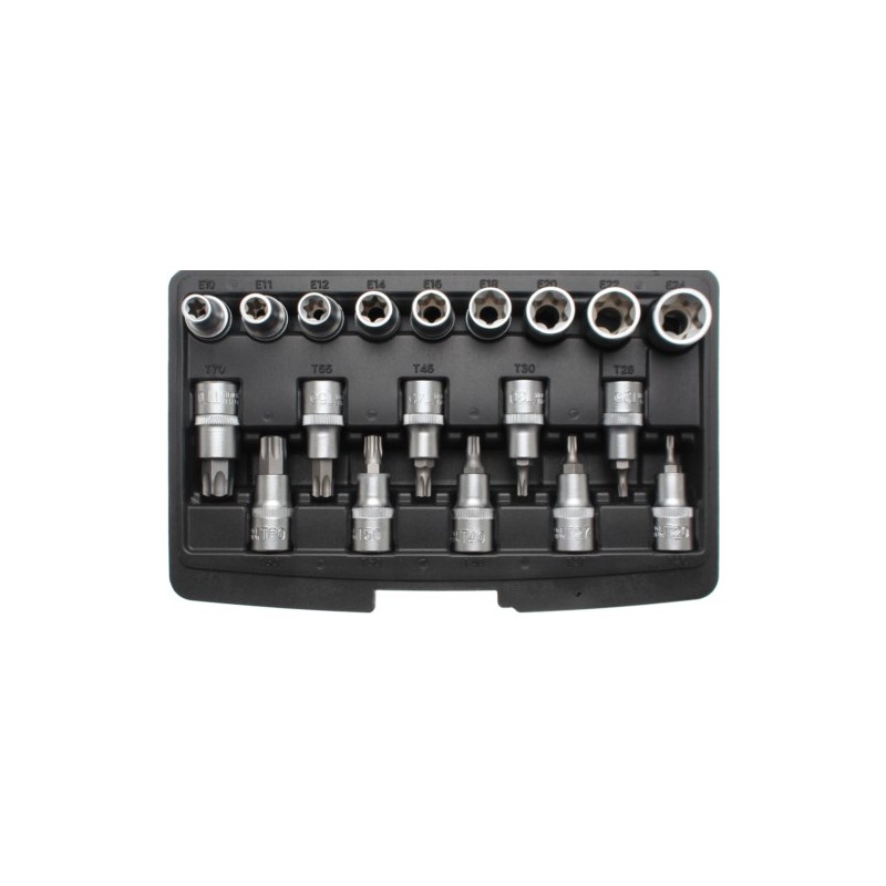BGS 95100 cassetta 19 pezzi set assortimento bussole 1/2" Torx femmina e maschio