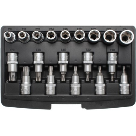 BGS 95100 cassetta 19 pezzi set assortimento bussole 1/2" Torx femmina e maschio