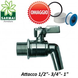 Rubinetto a sfera in acciaio inox maschio 1/2 contenitore fusto bidone olio vino