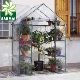 Serra da Balcone Giardino Terrazza Optima Acciaio 8 Ripiani Telo PVC e Cerniera