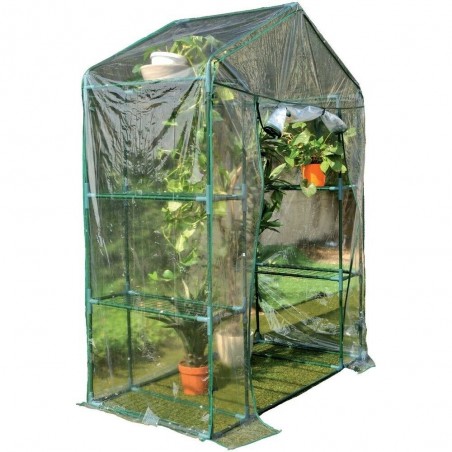 Serra da Balcone Giardino Terrazza Optima Acciaio 8 Ripiani Telo PVC e Cerniera
