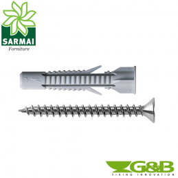 TASSELLI G&B UNIVERSALE NYLON VARIE MISURE CON VITI TESTA PIANA CROCE 100 50 PZ