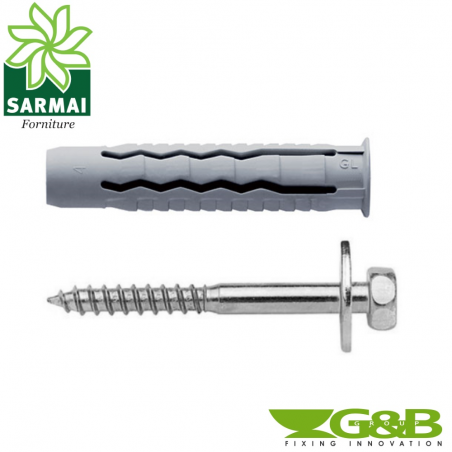 TASSELLI G&B GL NYLON CON VITE TE TESTA ESAGONALE MORDENTE RONDELLA 50 25 20 PZ