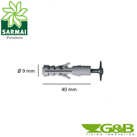 G&B TASSELLO NYLON Ø 9 - 12 MM VITE TSC SVASATA CON RONDELLA 5 25 50 100 150 PZ