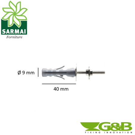 G&B TASSELLO NYLON Ø 9 - 12 MM GANCIO DOPPIA VITE ACCIAIO 5 25 50 100 PZ