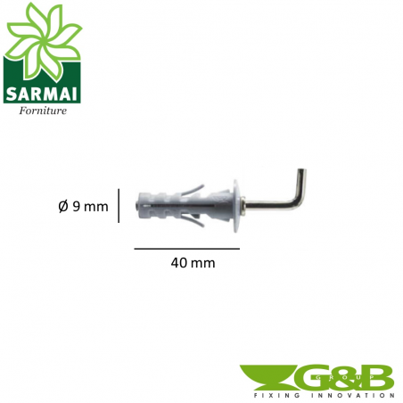 G&B TASSELLO NYLON Ø 9 - 12 MM GANCIO ACCIAIO CORTO MEDIO LUNGO 5 25 50 100 PZ