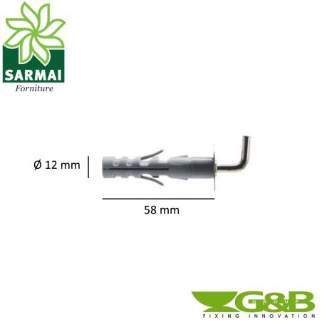 G&B TASSELLO NYLON Ø 9 - 12 MM GANCIO ACCIAIO CORTO MEDIO LUNGO 5 25 50 100 PZ
