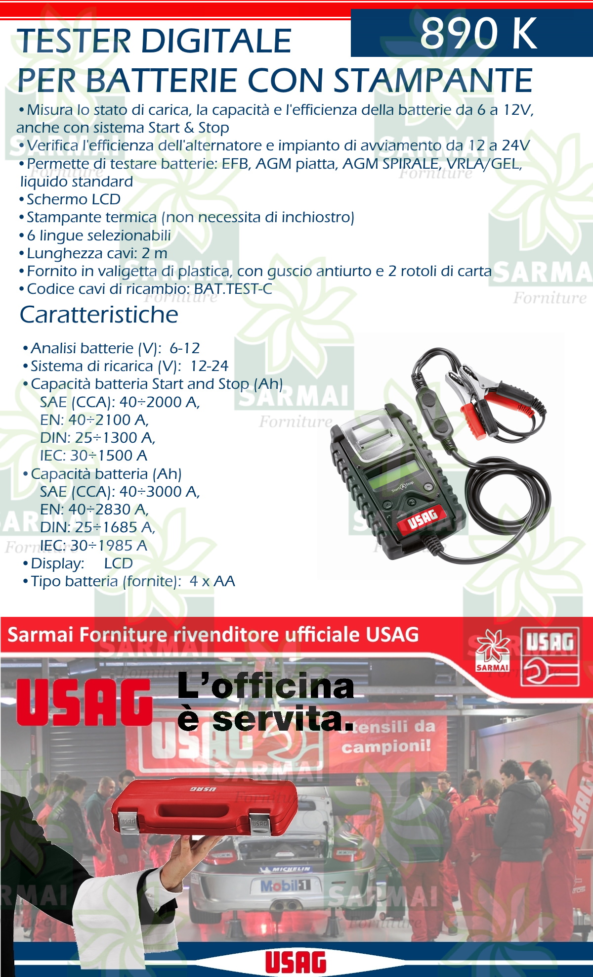 Tester Digitale Batteria E Alternatore 6, 12 E 24V