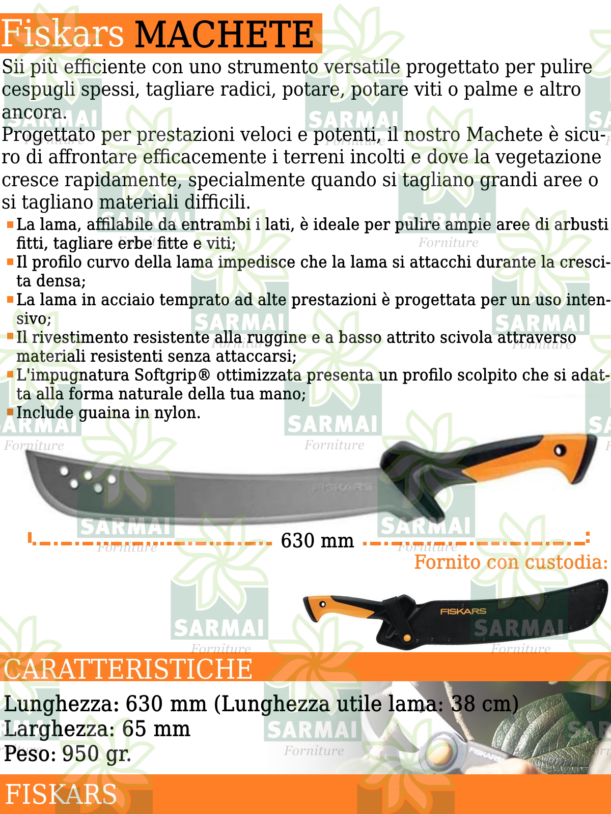 Acquista Falce per erba acquatica, machete grande, coltello a uncino,  coltello piatto grande, chiusura a filo da 8 mm