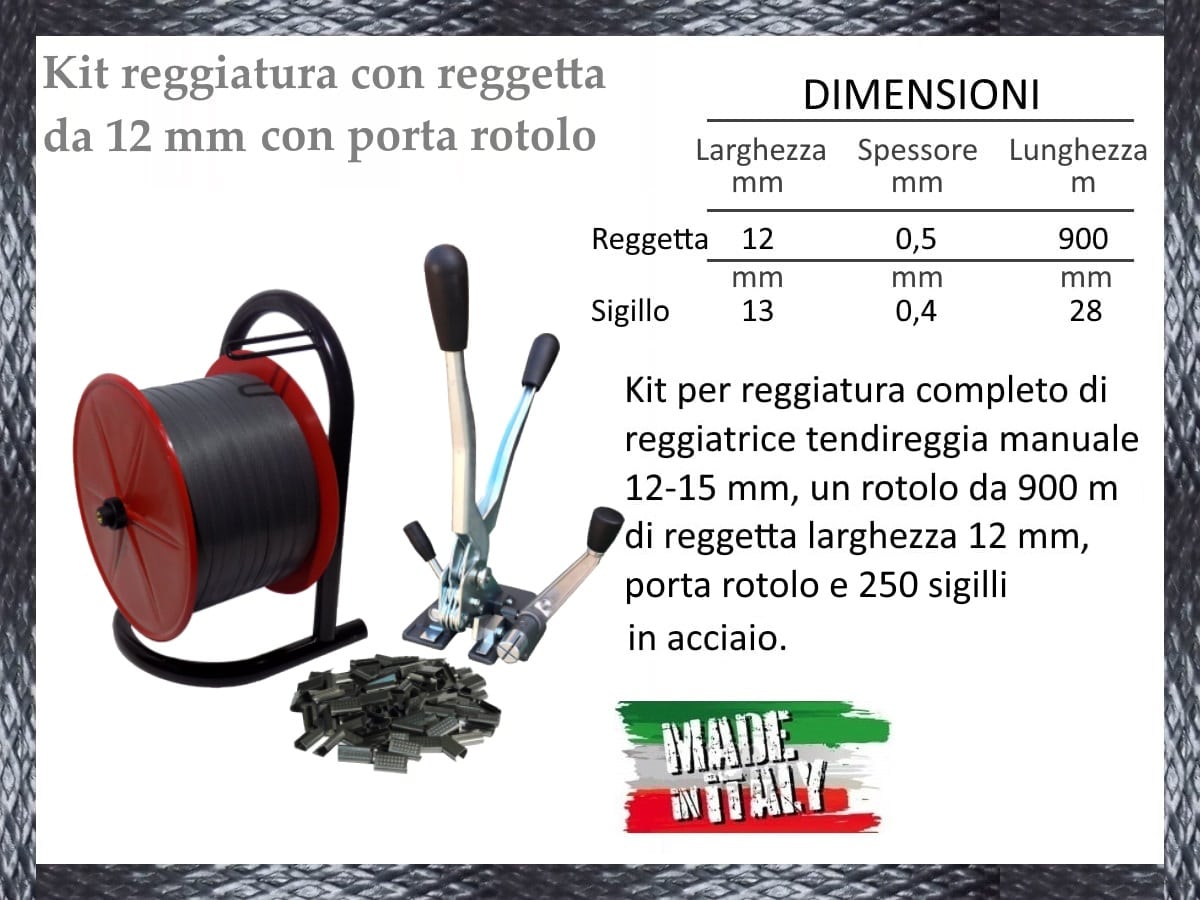 Kit reggiatura pallets reggetta 12 mm