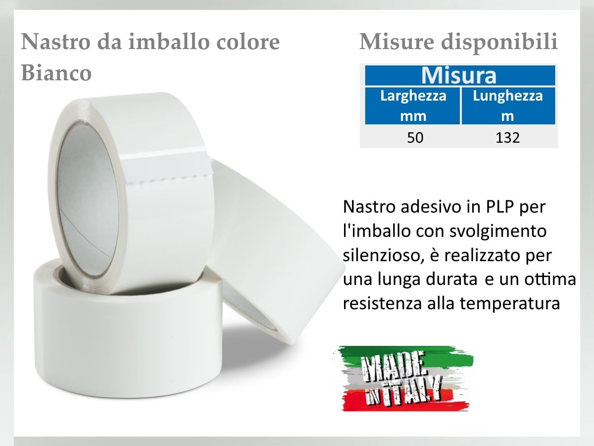 NASTRO ADESIVO IMBALLO BIANCO 25 MM X 132 M WHITE