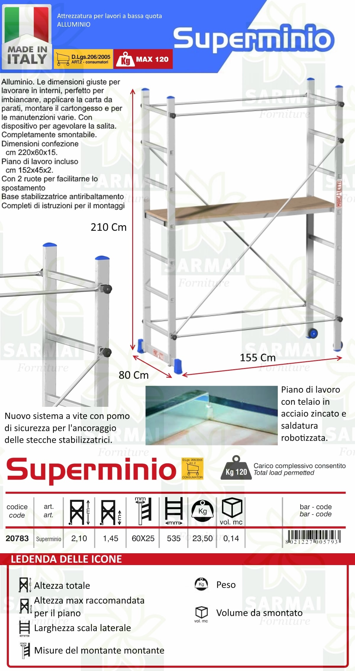 Trabattello in Alluminio Marchetti Superminio
