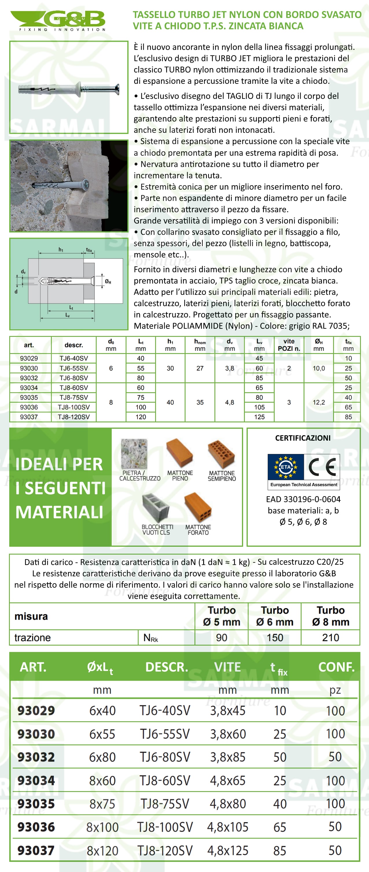 DESCRIZIONE G&B TURBO JET NYLON
